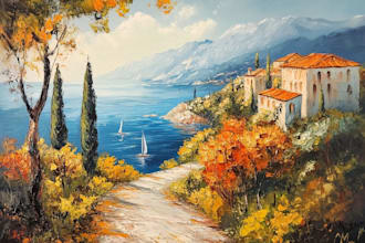 paint landscape in digital oil painting