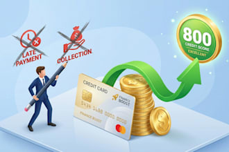 remove inquiry, charge off, late payment collection, boost score on 3 bureau