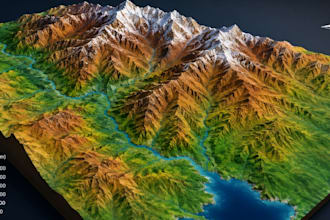 design topographical maps and plans, 3d terrain, landscape modeling, bathymetry