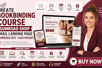 create bookbinding course gumroad shop email landing page gumroad SEO lead magne
