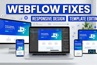 fix webflow website issues, edit webflow template, and improve responsive design