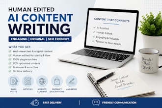 write human edited ai content for blogs, websites and articles