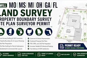 mo ms mi oh ga fl land survey property boundary survey site plan surveyor permit