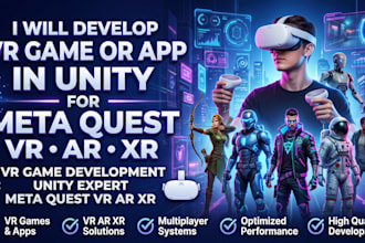 develop VR game or app in unity for meta quest VR ar xr