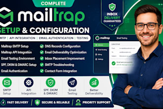 setup mailtrap SMTP API integration email authentication testing spf dkim dmarc