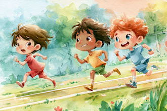 watercolor children book illustrations and children book