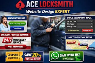 design a locksmith website, emergency locksmith, wordpress, wix, squarespace