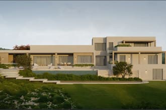 renew 3d villa landscape, backyard renovation, rooftop pergola,3d garden layout