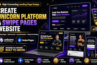 create high converting unicorn platform swipe pages landing page website design