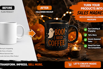 design eye catching halloween pod mockups for etsy shopify shops