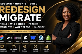 redesign migrate figma wix odoo framer webflow wordpress shopify website design