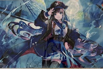 do custom playmats, tcg illustrations, board games design and anime mtg artwork
