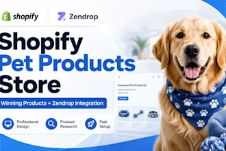 shopify pet products dropshipping store design zendrop winning products research