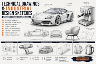 draw technical drawings, product and industrial design sketches