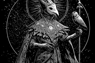 draw detailed dark art with woodcut or style