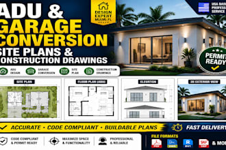 design adu garage conversion site plans and construction drawings for florida
