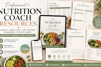 design editable canva ebook for nutrition coaches, meal plans and diet trackers