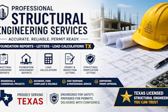 prepare structural engineering foundation reports, letters load calculations tx