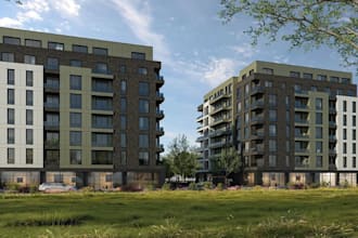 design 3d home external visual,cgi render of apartment property,landscape garden