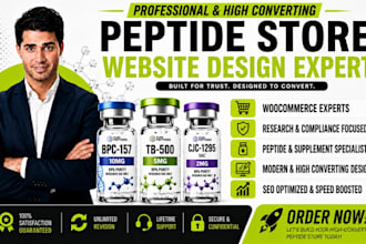 research peptide store, peptide website,  supplement store design on woocomerce