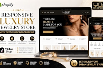 launch responsive luxury jewelry shopify store with tiktok shop dropshipping