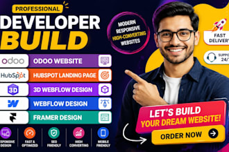 develop build odoo website design hubspot landing page 3d webflow design framer