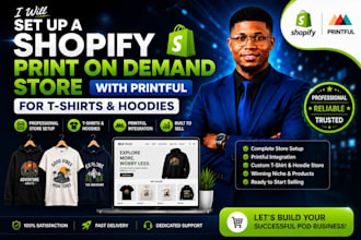 set up a shopify print on demand store with printful for t shirts and hoodies