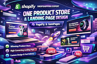 design shopify dropshipping one product store, landing page by pagefly, gempages
