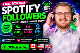 get real spotify listeners, followers organic stream growth