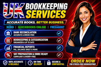 do UK bookkeeping in xero, quickbooks online and freeagent, bank reconciliation