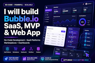build bubble io app, bubble website, mvp saas and no code web application