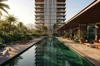 remodel highrise building,residential tower,lobby interior,cgi highend rendering