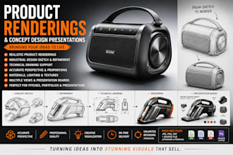 create realistic product renderings and concept design presentations
