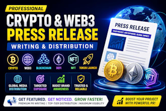 write and distribute for crypto and web3, defi, nft, blockchains, token launches