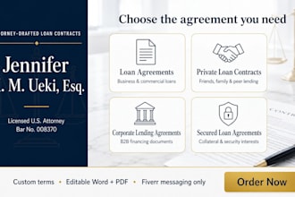 prepare a secure private loan contract between individuals or family