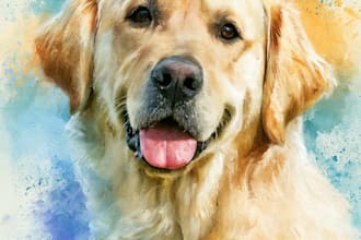 draw watercolor pet portrait