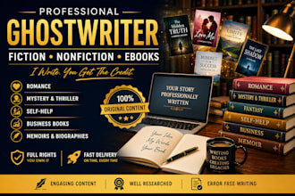 ghostwrite fiction and nonfiction book as ghostwriter, ebook ghost writer