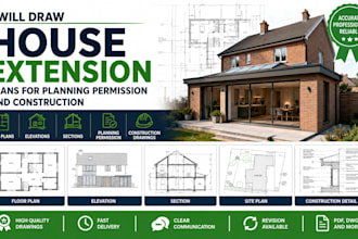 prepare planning permission permitted development drawings for house extension