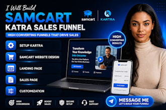 setup kartra, samcart website design, landing page, sales page, customization
