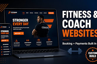 fitness coach website, gym website with booking  and payments