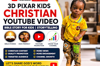 create 3d pixar kids youtube christian video promotion bible stories