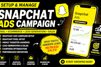 setup and manage snapchat ads campaign pixel ecommerce generation business sales