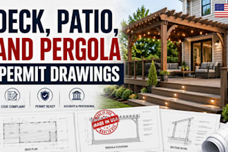 create deck, patio, and pergola permit drawings, construction plans for permit