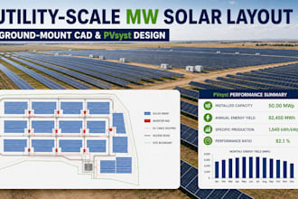 design utility scale mw solar farm ground mount layout in pvsyst