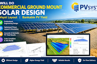 do commercial ground mount solar design, pvsyst layout, bankable pv yield