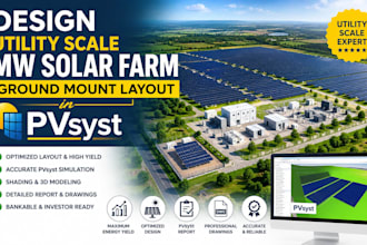 design utility scale mw solar farm ground mount layout in pvsyst