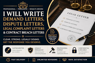 write demand letters, dispute letters, legal complaint letters contract breach
