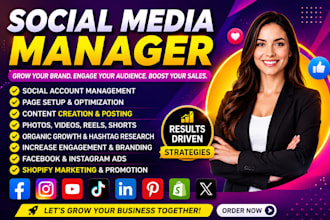 social media manager, content creator, facebook instagram ads, shopify marketing