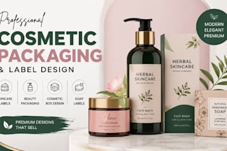 design cosmetic packaging, skincare label design, cosmetic box design