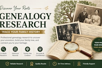 professionally research your ancestry, genealogy, and family tree